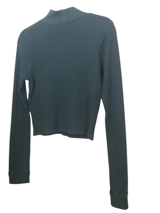 aerie Tops - Aerie Forest Green Mock Neck Waffle Knit Cropped Women's Top Sz L